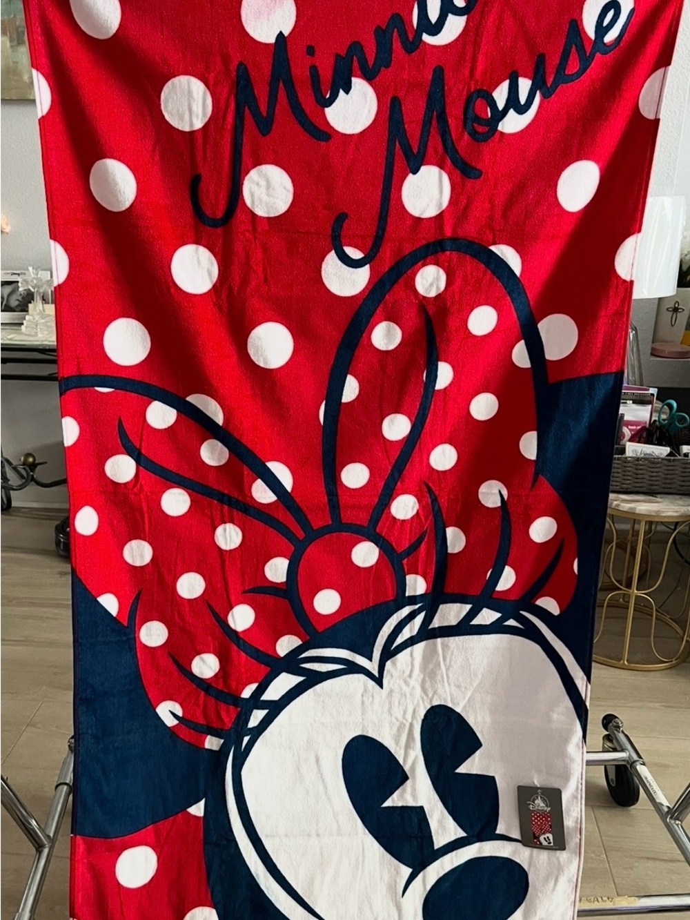 Disney Minnie Mouse Red White Black Polka Dot Towel